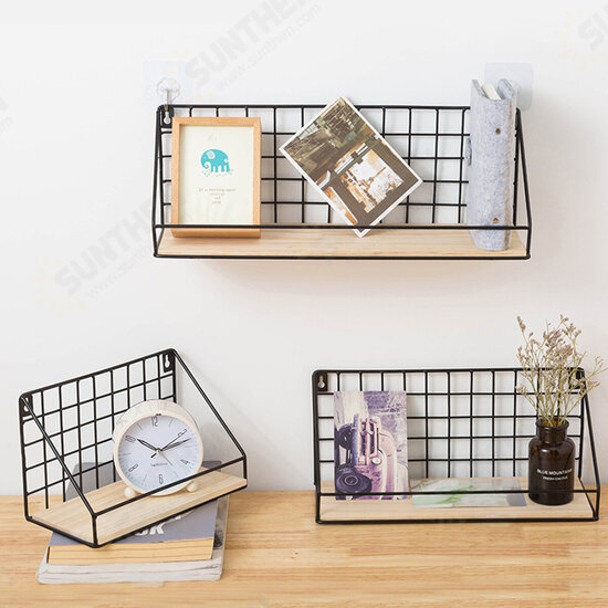 3 Piece Set Wall Mounted Shelf Home Bedroom Wall Decoration Frame Iron Storage Rack Floating Shelves