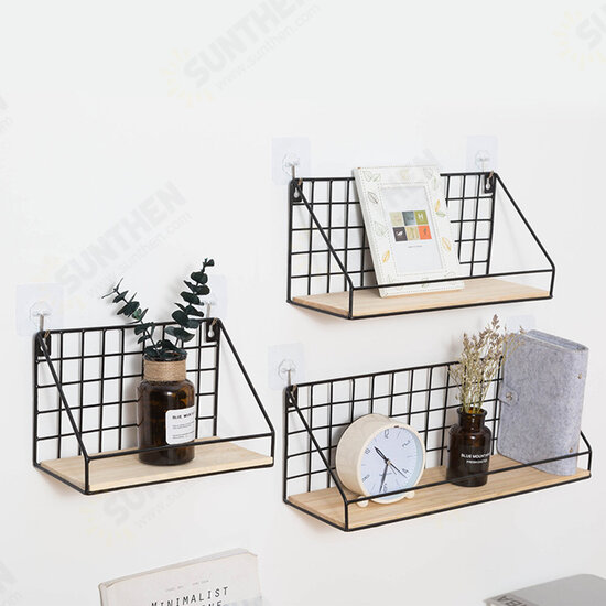 3 Piece Set Wall Mounted Shelf Home Bedroom Wall Decoration Frame Iron Storage Rack Floating Shelves