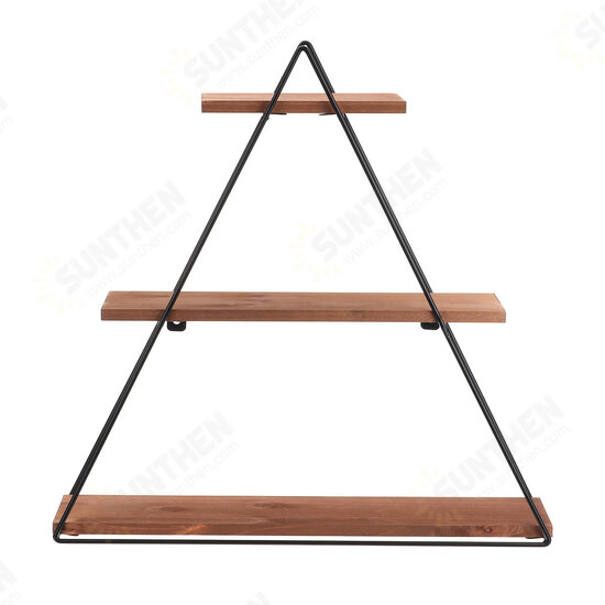 3-Tier Triangular Wall Mounted Shelf Floating Shelves Metal Display Rack Home Hanging Stand Decor For Living Room Office Bedroom