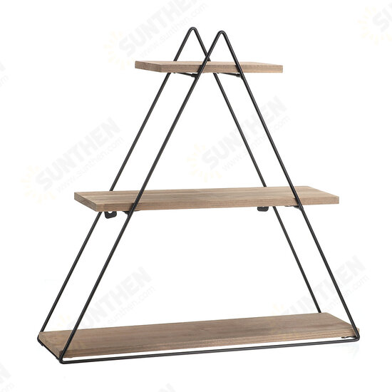 3-Tier Triangular Wall Mounted Shelf Floating Shelves Metal Display Rack Home Hanging Stand Decor For Living Room Office Bedroom