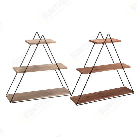 3-Tier Triangular Wall Mounted Shelf Floating Shelves Metal Display Rack Home Hanging Stand Decor For Living Room Office Bedroom