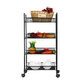 3/4 Layers Movable Shelf Kitchen Organizer Iron Storage Baskets Removable Holder with Universal Wheel Trolley for Kitchen Bathroom Bedroom