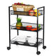 3/4 Layers Movable Shelf Kitchen Organizer Iron Storage Baskets Removable Holder with Universal Wheel Trolley for Kitchen Bathroom Bedroom