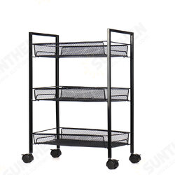 3/4 Layers Movable Shelf Kitchen Organizer Iron Storage Baskets Removable Holder with Universal Wheel Trolley for Kitchen Bathroom Bedroom