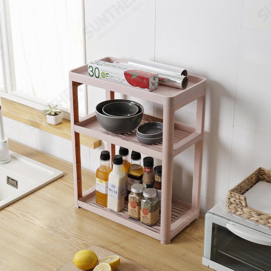 3/4 Layers Multi-use Storage Shelf Simple Floor Standing Storage Rack Living Room Bathroom Kitchen Rack Bookshelf Display Stand Compartment Shelf