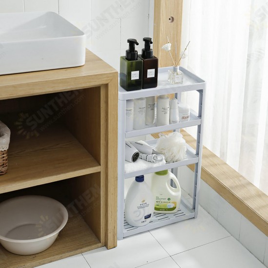 3/4 Layers Multi-use Storage Shelf Simple Floor Standing Storage Rack Living Room Bathroom Kitchen Rack Bookshelf Display Stand Compartment Shelf