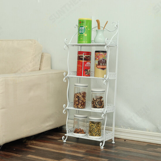 4 Layers Iron Storage Rack Modern Simple Bathroom Floor Shelf Household Shoe Rack Bookshelf Storage Shelf