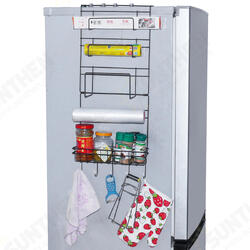 5 Tiers Iron Wall Mount Kitchen Freezer Door Spice Rack Storage Shelf Cabinet Organizer Fridge Holder