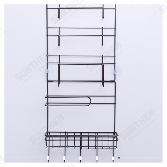 5 Tiers Iron Wall Mount Kitchen Freezer Door Spice Rack Storage Shelf Cabinet Organizer Fridge Holder