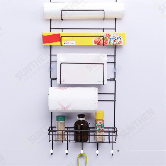 5 Tiers Iron Wall Mount Kitchen Freezer Door Spice Rack Storage Shelf Cabinet Organizer Fridge Holder