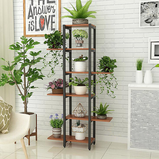 6 Layers Home Storage Rack Shelf Display Rack Plant Holder Flower Pot Rack Bookstand Indoor Outdoor for Bedroom Living Room