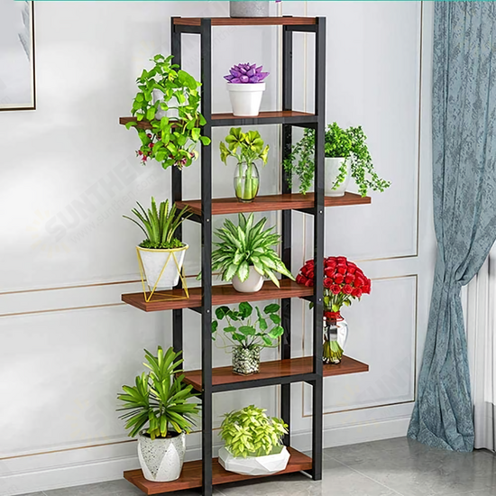 6 Layers Home Storage Rack Shelf Display Rack Plant Holder Flower Pot Rack Bookstand Indoor Outdoor for Bedroom Living Room