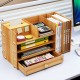 B06-L Desktop Wooden Storage Box Multi-layer Storage Racks with 1 Drawer File Books Shelf Bookshelf Pens Pencils Holder Organizer