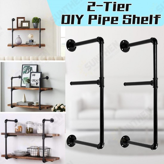 Bookshelf 2 tiers Storage Iron Shelf Rack 15/20/25/30cm Wide Organizers Modern Craft Iron Design DIY Pipe Shelf For Home Office Study Bedroom Lving room