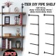 Bookshelf 4 tiers Stroage Shelf Rack 15/20/24/30cm Wide Wall Mounted Industrial Look Piping Vintage Retro Style Metal Shelving. Brackets Only For Home Office Living room
