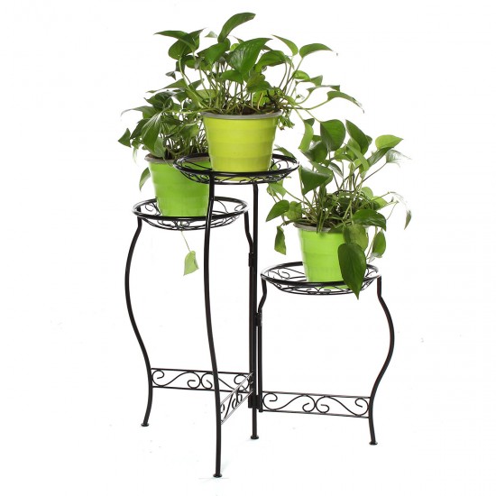 Metal Flower Pot Stand 3 Tiers Rounded Plant Holder Indoor Outdoor Flower Plant Stand Displaying Rack for Home Garden Patio