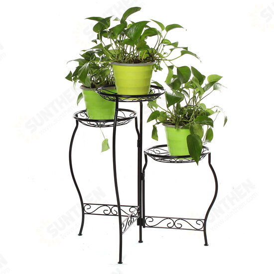 Metal Flower Pot Stand 3 Tiers Rounded Plant Holder Indoor Outdoor Flower Plant Stand Displaying Rack for Home Garden Patio