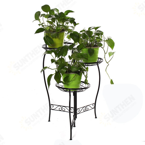 Metal Flower Pot Stand 3 Tiers Rounded Plant Holder Indoor Outdoor Flower Plant Stand Displaying Rack for Home Garden Patio