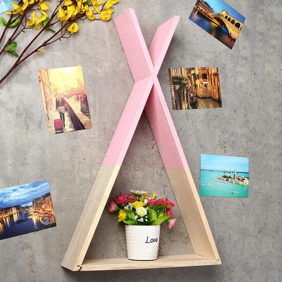 Nordic Wooden Triangle Shelf Wall Hanging Storage Rack Bookshelf Office Home Decorations Stand