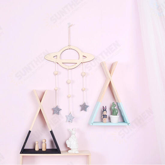 Nordic Wooden Triangle Shelf Wall Hanging Storage Rack Bookshelf Office Home Decorations Stand