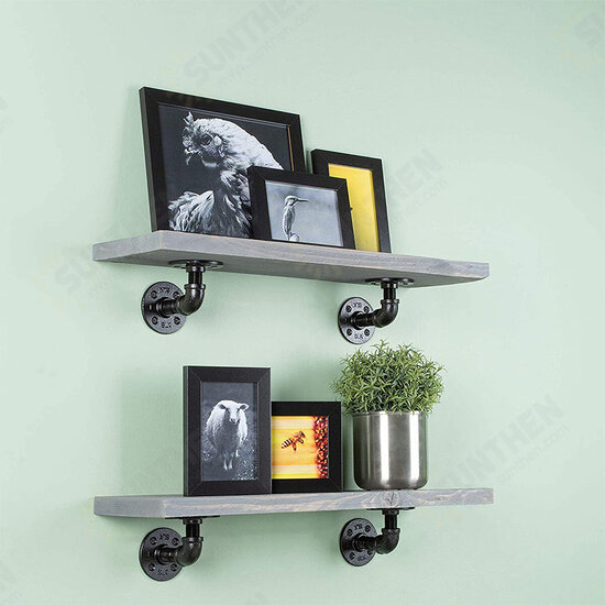 Pipe Shelf Brackets Wall Mounted Metal Pipe Brackets Industrial Black Shelf Vintage for Wall Mounted Floating Shelves