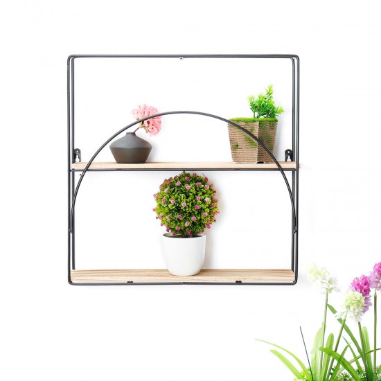 Retro Wooden Iron Craft Wall Mounted Storage Shelf Rack Bookshelf Decorations stand Industrial Style For Home Office Garden Bedroom