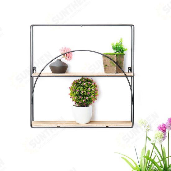 Retro Wooden Iron Craft Wall Mounted Storage Shelf Rack Bookshelf Decorations stand Industrial Style For Home Office Garden Bedroom