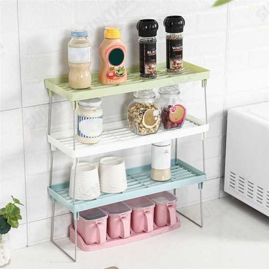 Stable Standing Rack Kitchen Bathroom Countertop Storage Shelf Organizer Holder Small Bookshelf