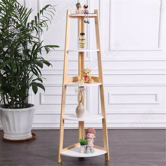 Stylish Corner Ladder Shelving Unit 5 Tier Wall Leaning Bookcase Storage Display Book Accessories Storage Stand