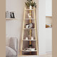 Stylish Corner Ladder Shelving Unit 5 Tier Wall Leaning Bookcase Storage Display Book Accessories Storage Stand