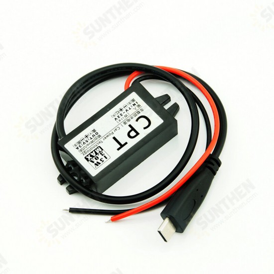 Power Supply 12V to 5V 3A Step-down Power Converter Waterproof Power Supply Type-C Output