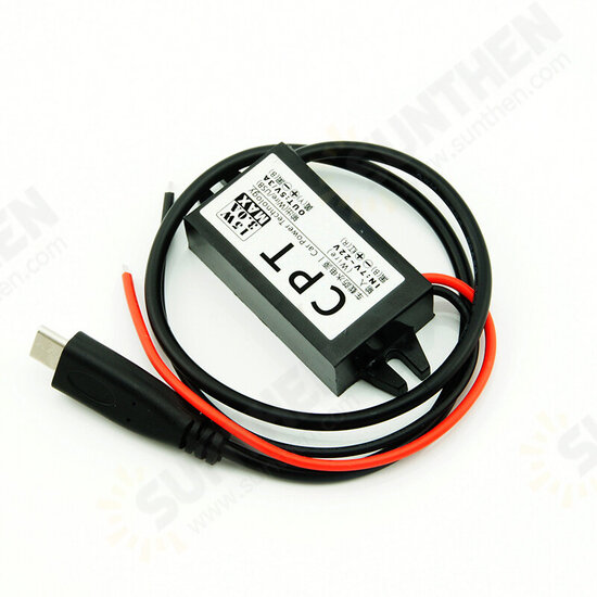 Power Supply 12V to 5V 3A Step-down Power Converter Waterproof Power Supply Type-C Output