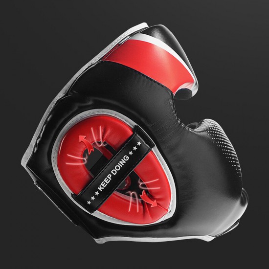 Full-Covered Boxing Helmet Muay Thai PU Leather Training Sparring Boxing Headgear Gym Equipment Taekwondo Head Guard