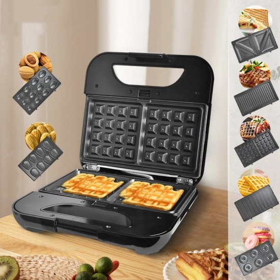 KC1162 800W 7 in 1 Sandwich Maker Removeable Bakeware Non-stick Coating Heat Evenly Easy to Clean And Safe to Use