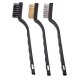3pc Mini Wire Brush Set Steel Brass Nylon Bristle For Cleaning