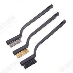 3pc Mini Wire Brush Set Steel Brass Nylon Bristle For Cleaning 3pc Mini Wire Brush Set Steel Brass Nylon Bristle For Cleaning
