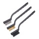 3pc Mini Wire Brush Set Steel Brass Nylon Bristle For Cleaning