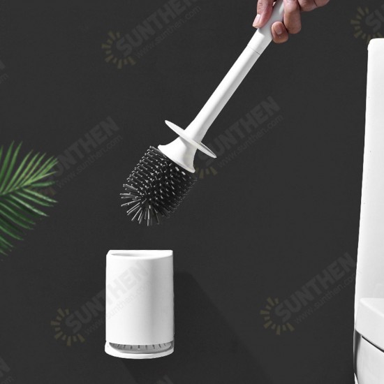 Toilet Brush And Holder Set Silicone & Antibacterial Bristles Bathroom Cleaning Brush Tool