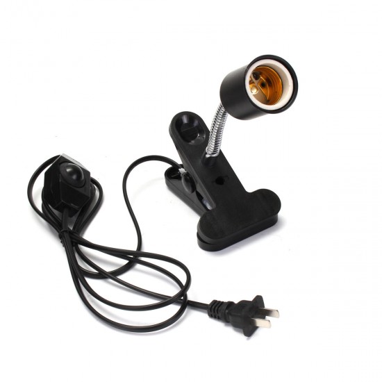 10CM E27 Flexible Bulb Adapter Lampholder Socket with Clip Dimming Switch EU US Plug for Pet Light