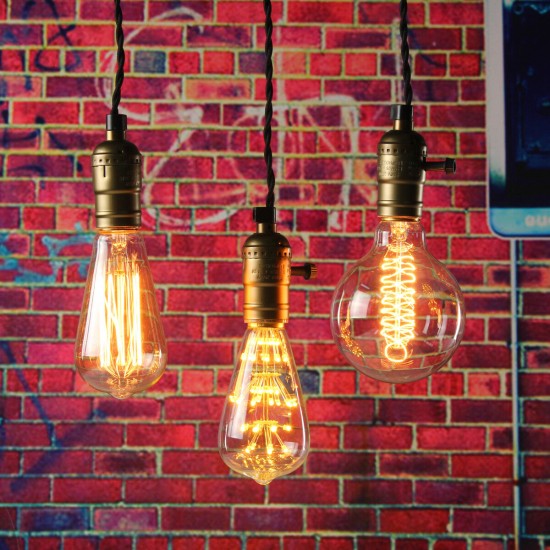 E26/E27 Solid Industrial Triple Lamp Sockets Vintage Edison Hanging Pendant Lamp Holder