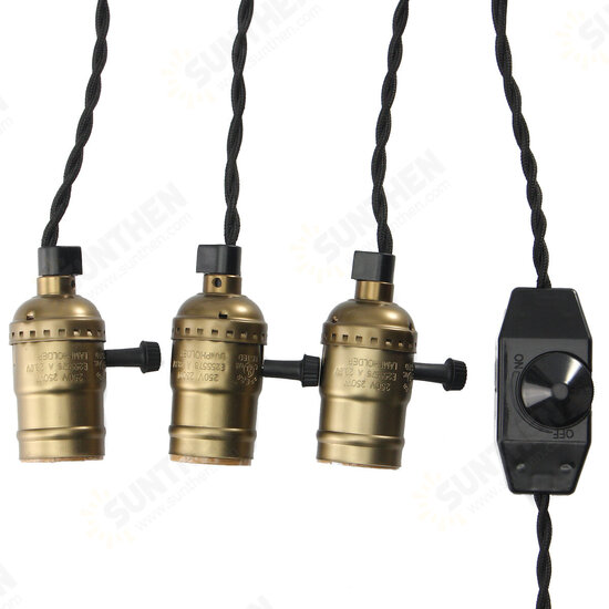 E26/E27 Solid Industrial Triple Lamp Sockets Vintage Edison Hanging Pendant Lamp Holder