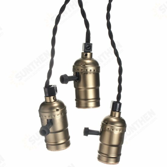 E26/E27 Solid Industrial Triple Lamp Sockets Vintage Edison Hanging Pendant Lamp Holder