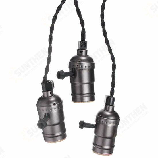 E26/E27 Solid Industrial Triple Lamp Sockets Vintage Edison Hanging Pendant Lamp Holder