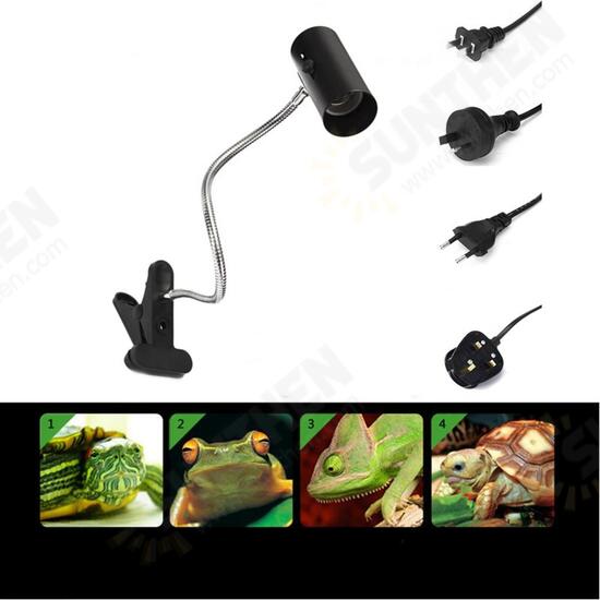 E27 30CM Flexible Reptile LED Light Lamp Holder Bulb Adapter Socket with Clip On Switch AC110-220V