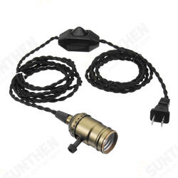 E27 4M Vintage Copper Bulb Adapter Base Socket Lamp Holder with Dimmer Switch US Plug E27 4M Vintage Copper Bulb Adapter Base Socket Lamp Holder with Dimmer Switch US Plug