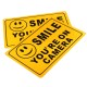 2Pcs SMILE YOU'RE ON CAMERA Warning Security Yellow Sign CCTV Video Surveillance Camera Sticker 28x18cm