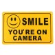 2Pcs SMILE YOU'RE ON CAMERA Warning Security Yellow Sign CCTV Video Surveillance Camera Sticker 28x18cm