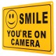 2Pcs SMILE YOU'RE ON CAMERA Warning Security Yellow Sign CCTV Video Surveillance Camera Sticker 28x18cm