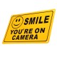 2Pcs SMILE YOU'RE ON CAMERA Warning Security Yellow Sign CCTV Video Surveillance Camera Sticker 28x18cm