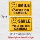2Pcs SMILE YOU'RE ON CAMERA Warning Security Yellow Sign CCTV Video Surveillance Camera Sticker 28x18cm